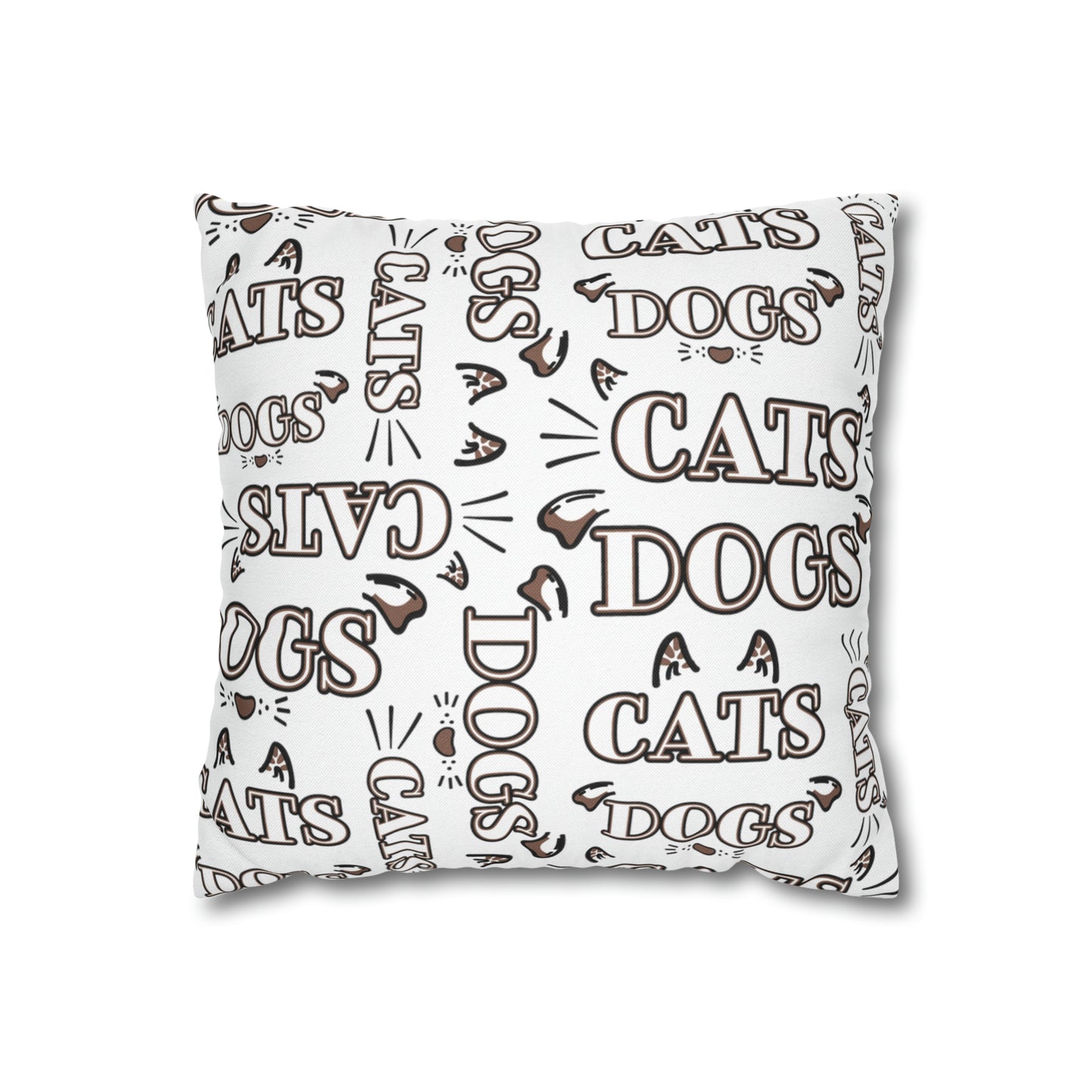 Dogs and Cats Spun Polyester Square Pillow Case