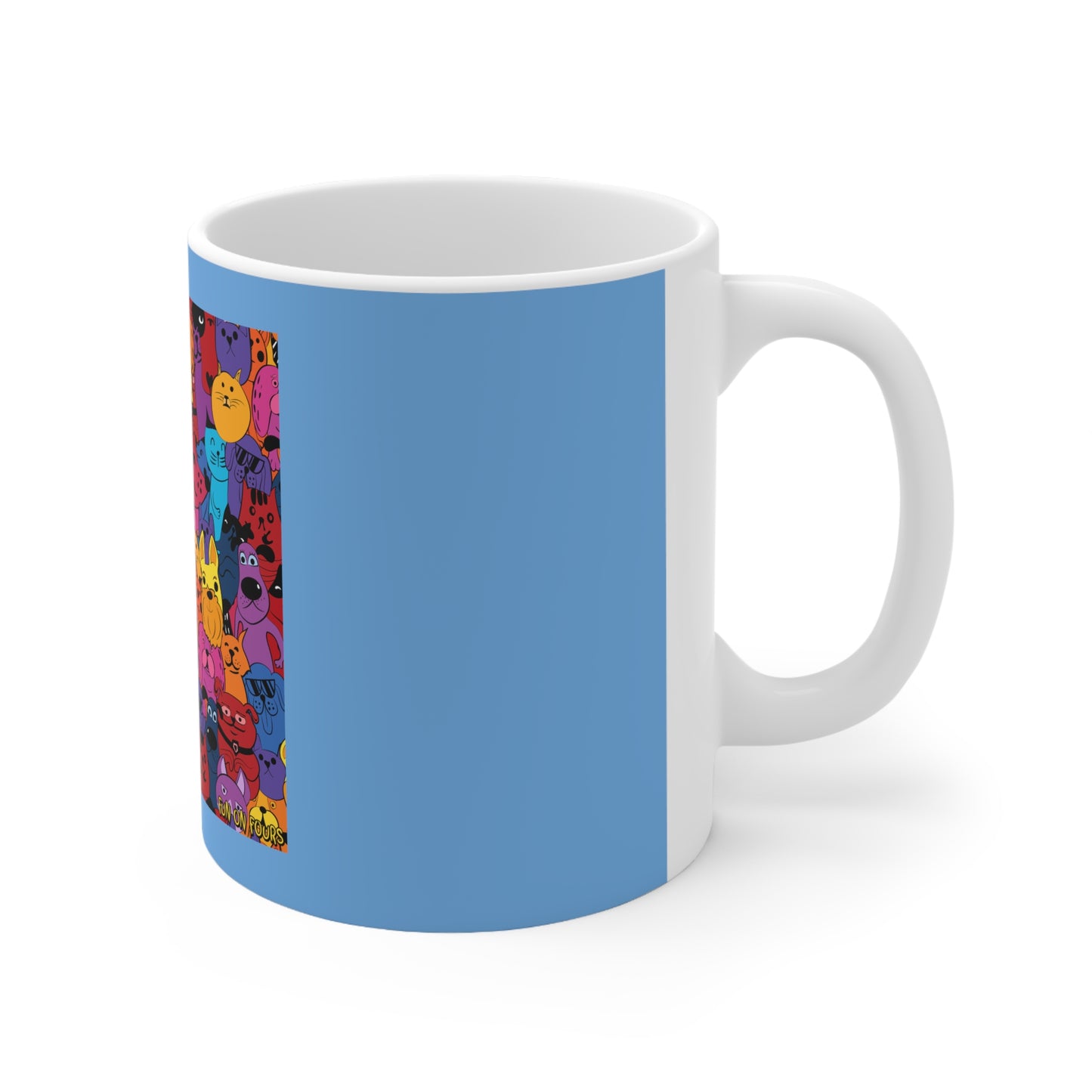 "Fun On Fours" Blue Ceramic Mug 11oz