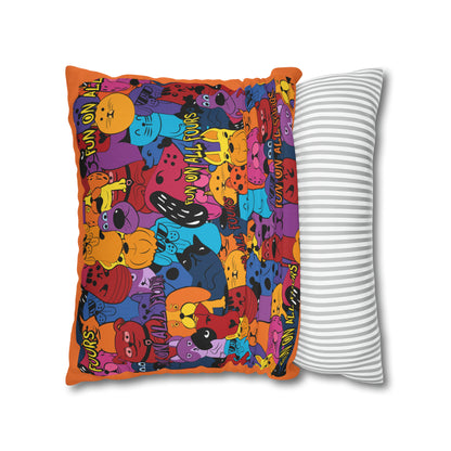 Fun on All Fours Spun Polyester Square Pillow Cover