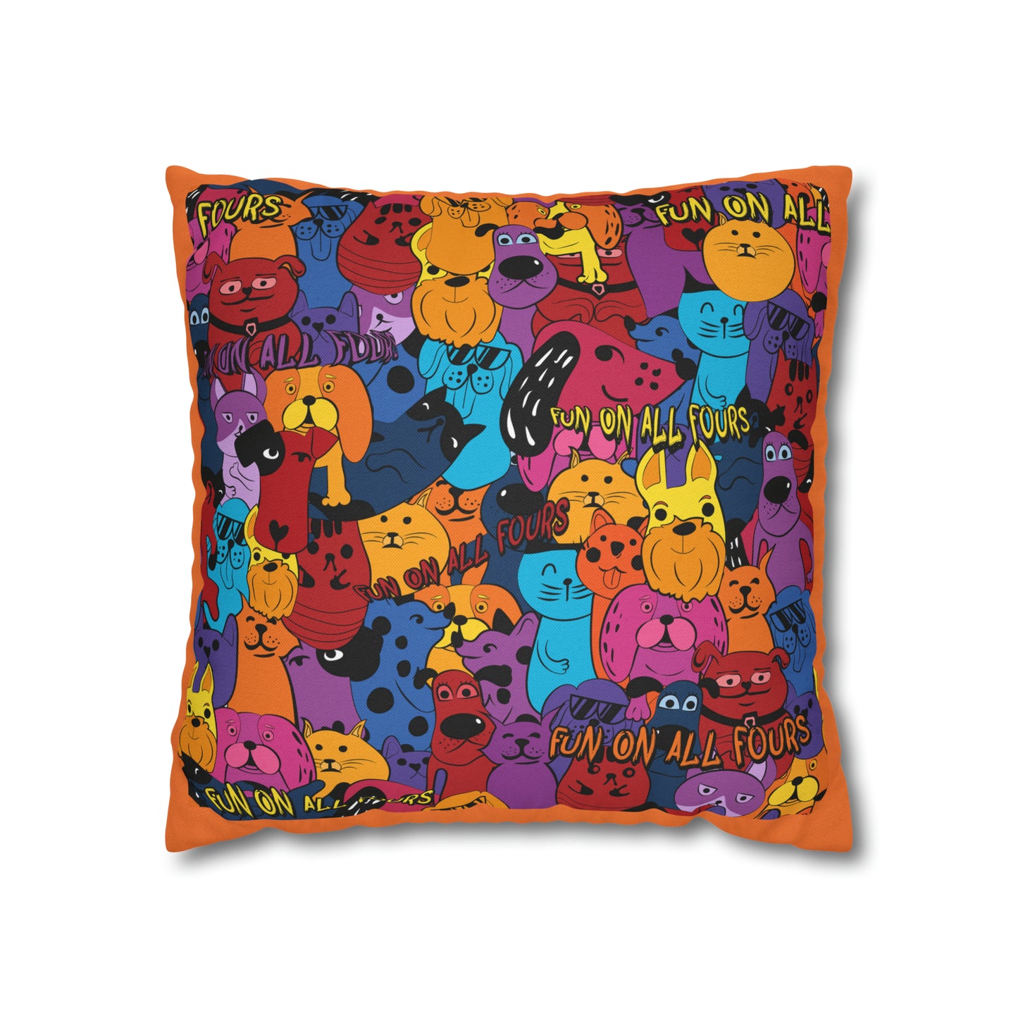 Fun on All Fours Spun Polyester Square Pillow Cover