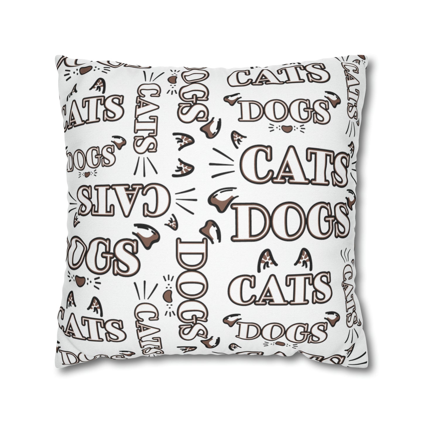 Dogs and Cats Spun Polyester Square Pillow Case