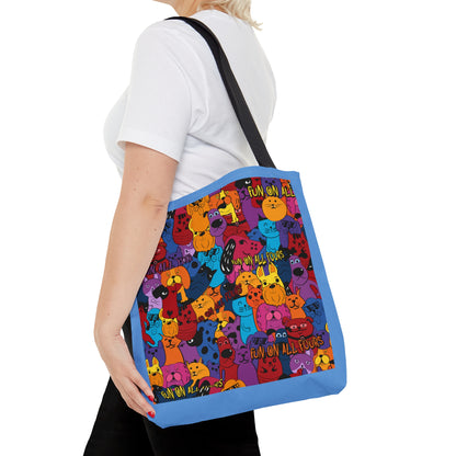 "Fun On All Fours" Blue Tote Bag (AOP)