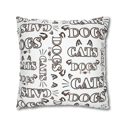 Dogs and Cats Spun Polyester Square Pillow Case