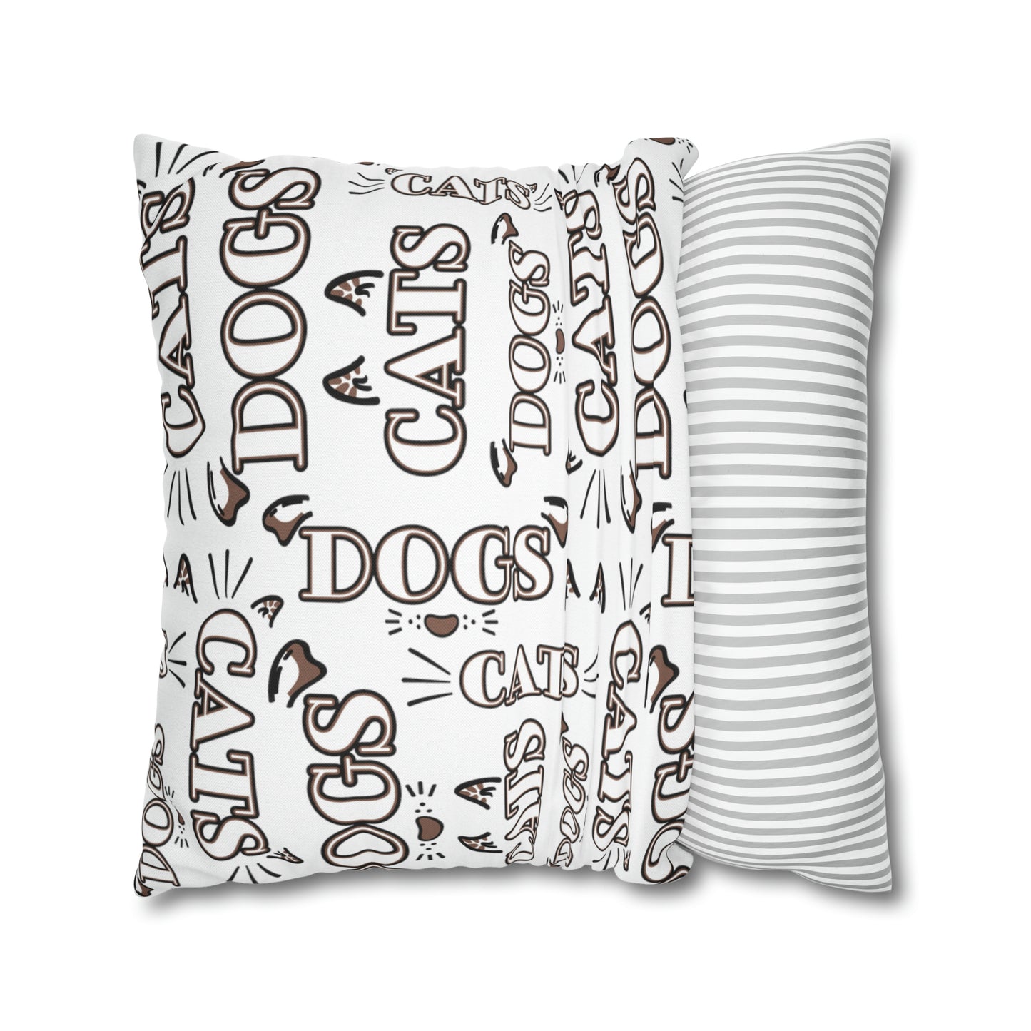 Dogs and Cats Spun Polyester Square Pillow Case