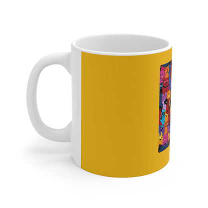 Fun on Fours Yellow Ceramic Mug 11oz