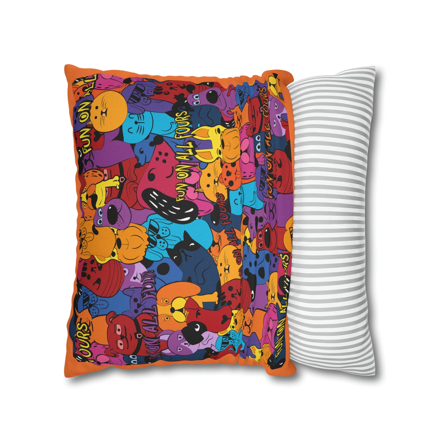 Fun on All Fours Spun Polyester Square Pillow Cover