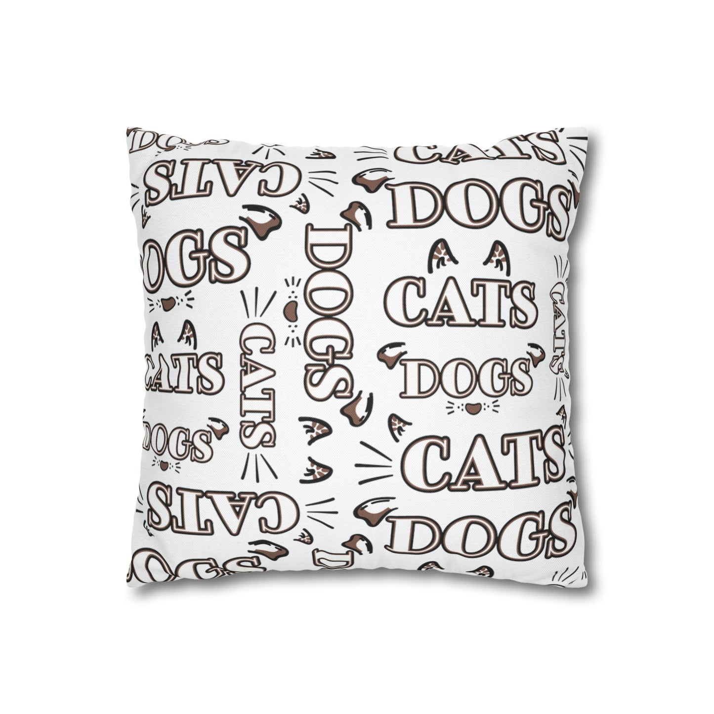 Dogs and Cats Spun Polyester Square Pillow Case