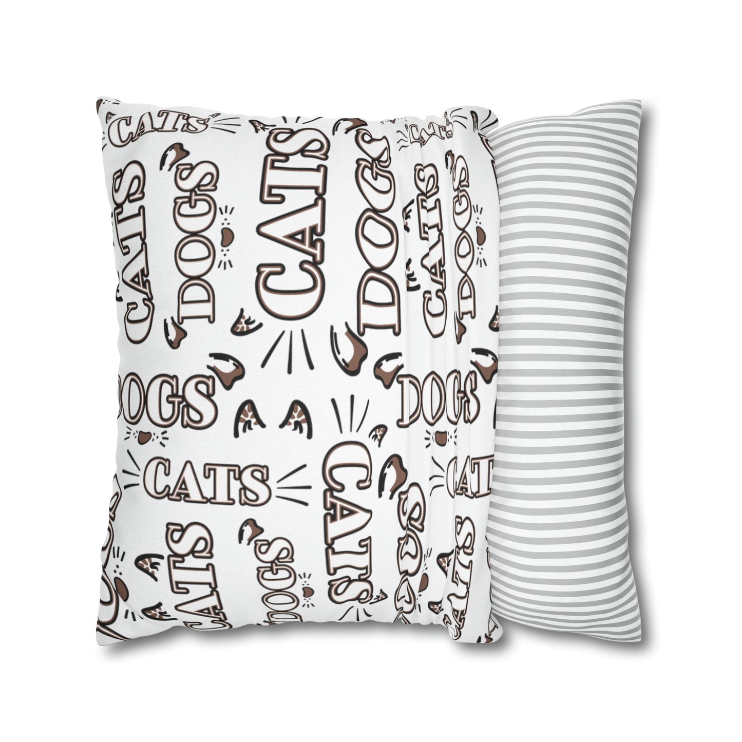 Dogs and Cats Spun Polyester Square Pillow Case