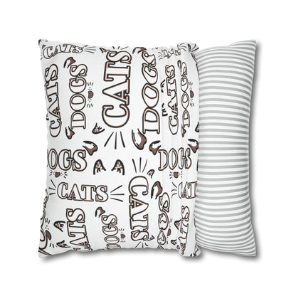 Dogs and Cats Spun Polyester Square Pillow Case