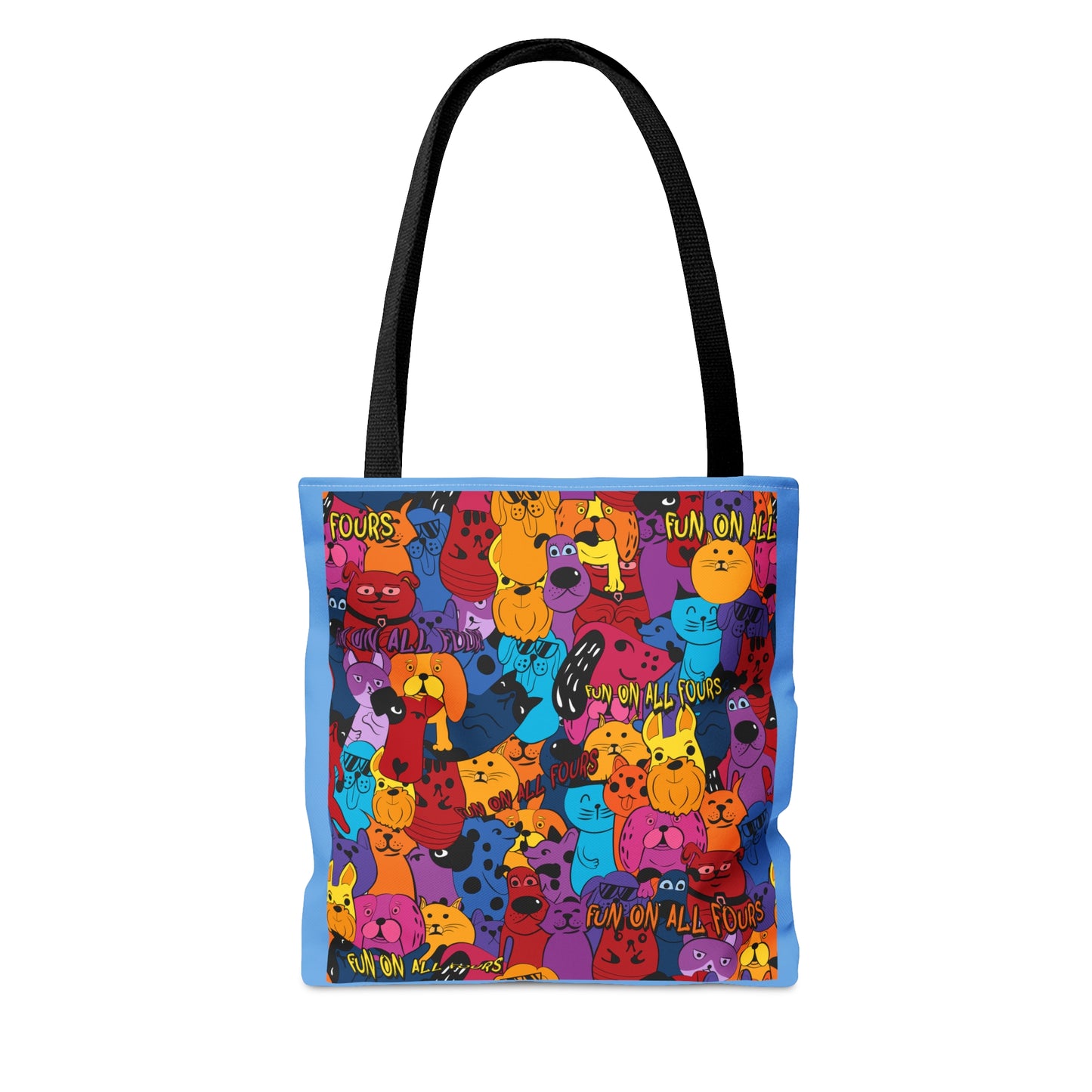 "Fun On All Fours" Blue Tote Bag (AOP)