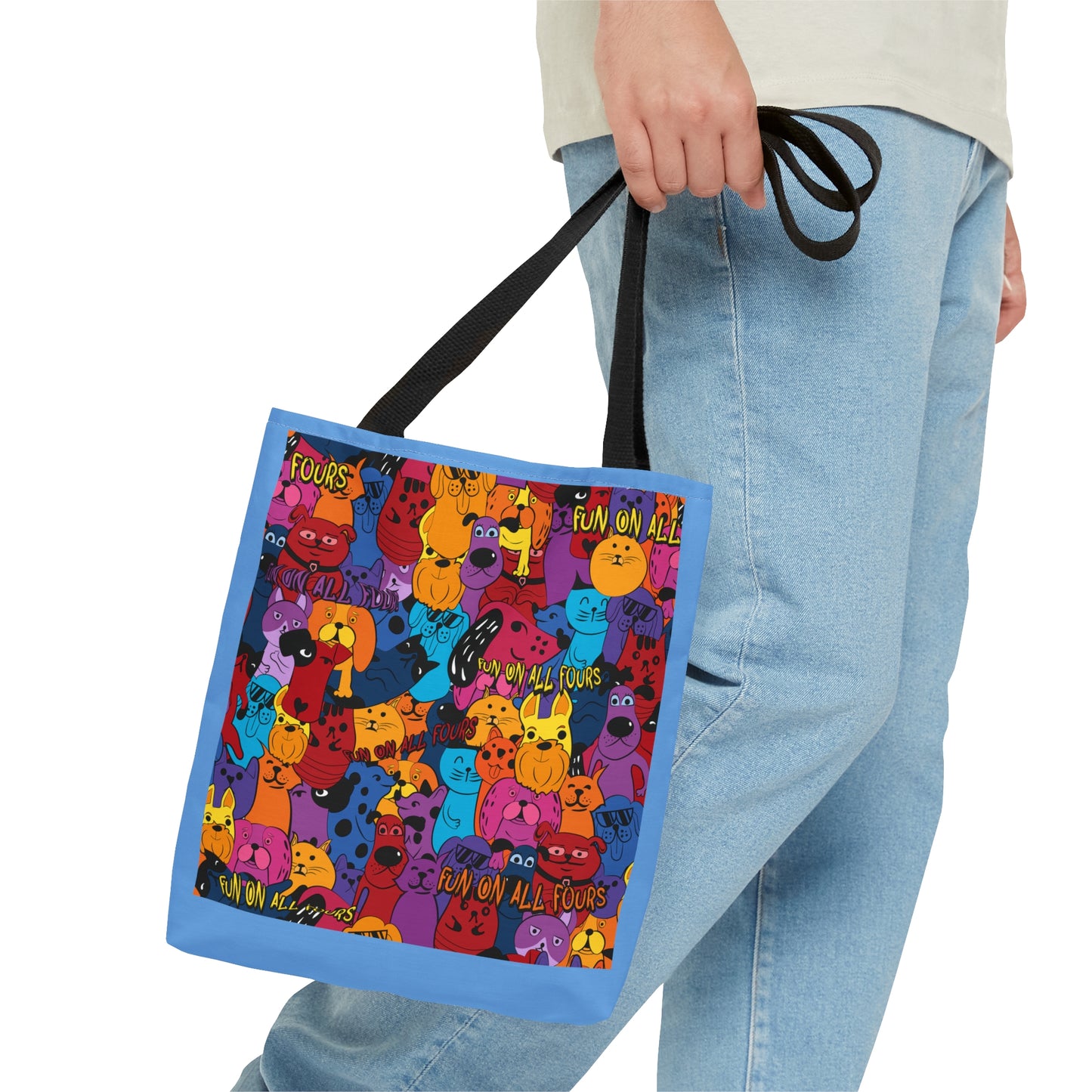 "Fun On All Fours" Blue Tote Bag (AOP)