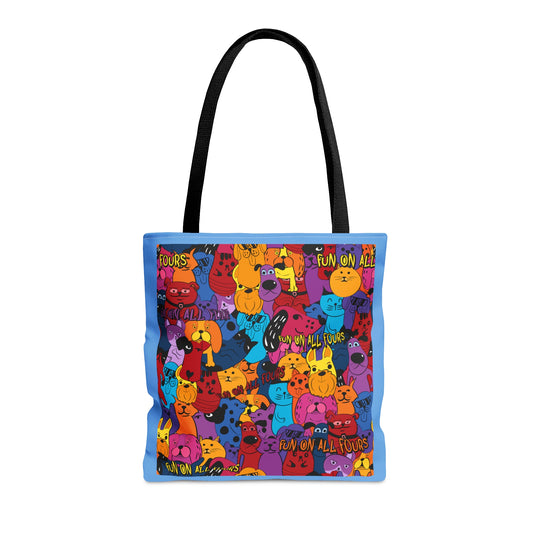 "Fun On All Fours" Blue Tote Bag (AOP)