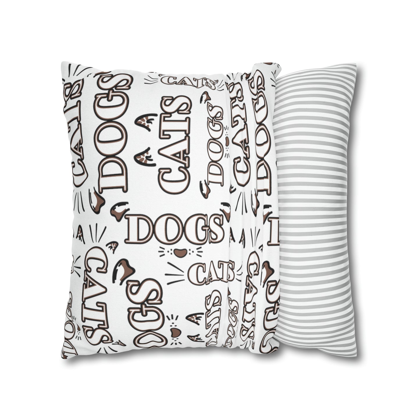 Dogs and Cats Spun Polyester Square Pillow Case