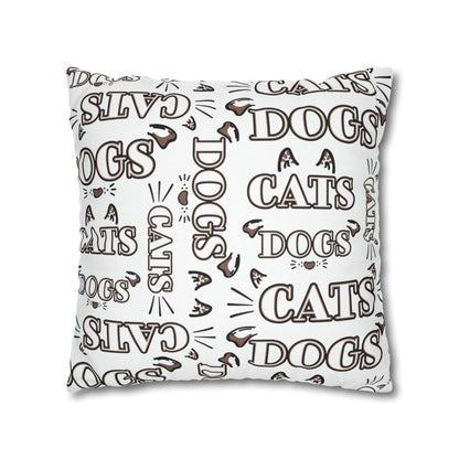 Dogs and Cats Spun Polyester Square Pillow Case