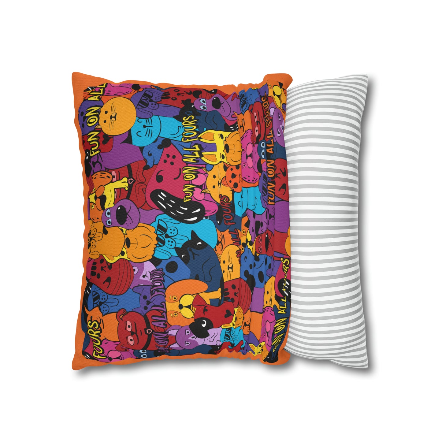 Fun on All Fours Spun Polyester Square Pillow Cover