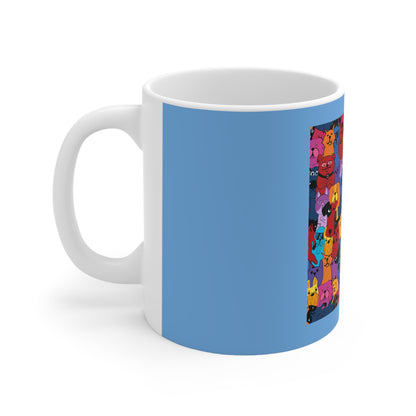 "Fun On Fours" Blue Ceramic Mug 11oz