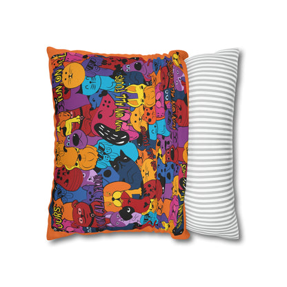 Fun on All Fours Spun Polyester Square Pillow Cover