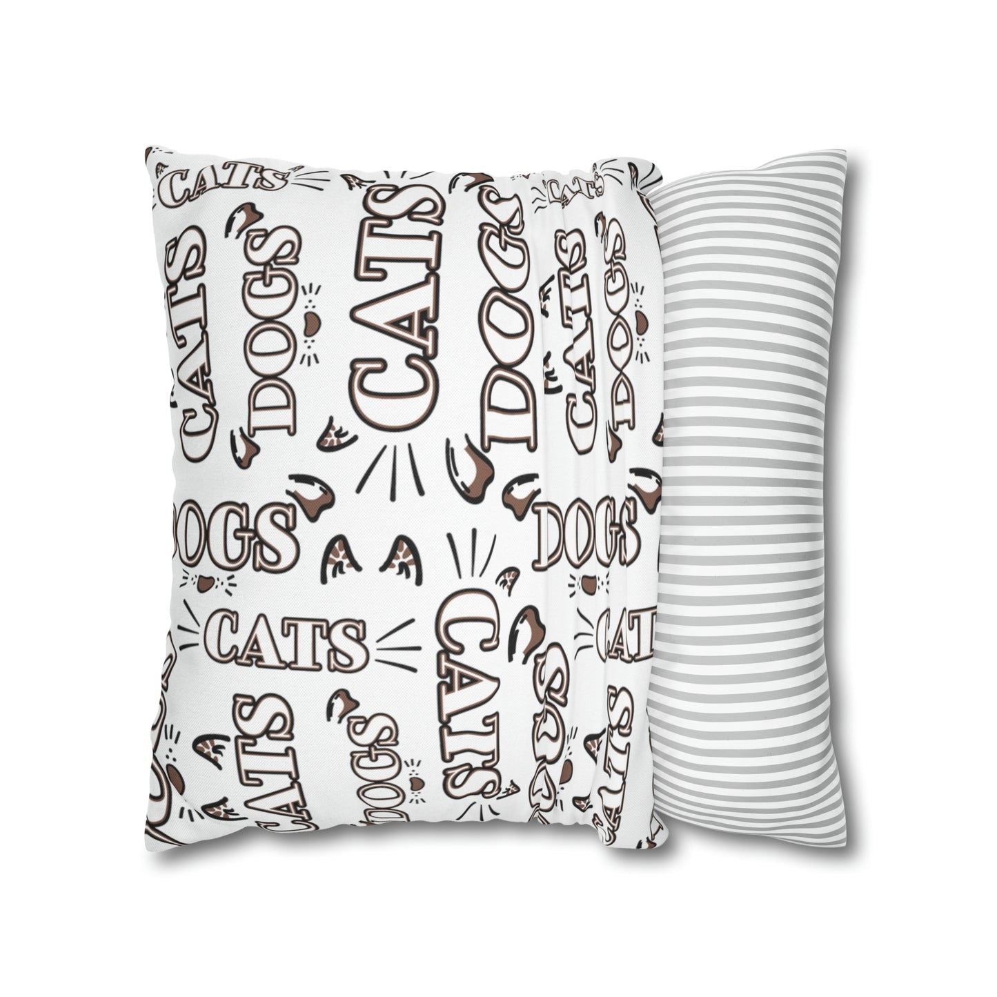 Dogs and Cats Spun Polyester Square Pillow Case