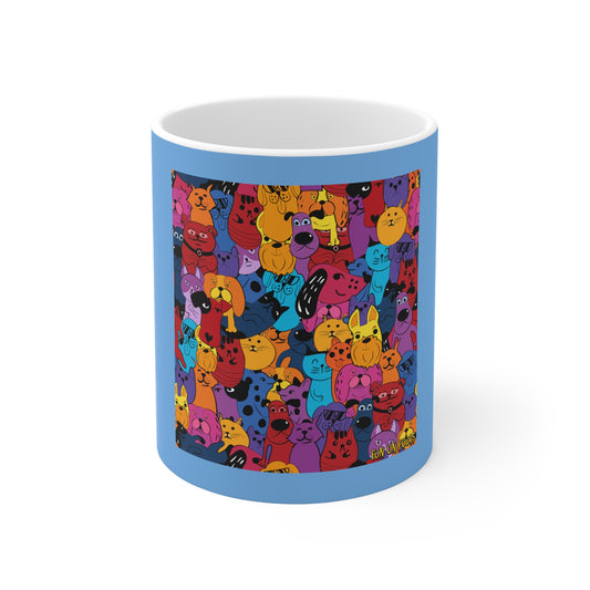 "Fun On Fours" Blue Ceramic Mug 11oz