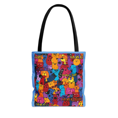 "Fun On All Fours" Blue Tote Bag (AOP)