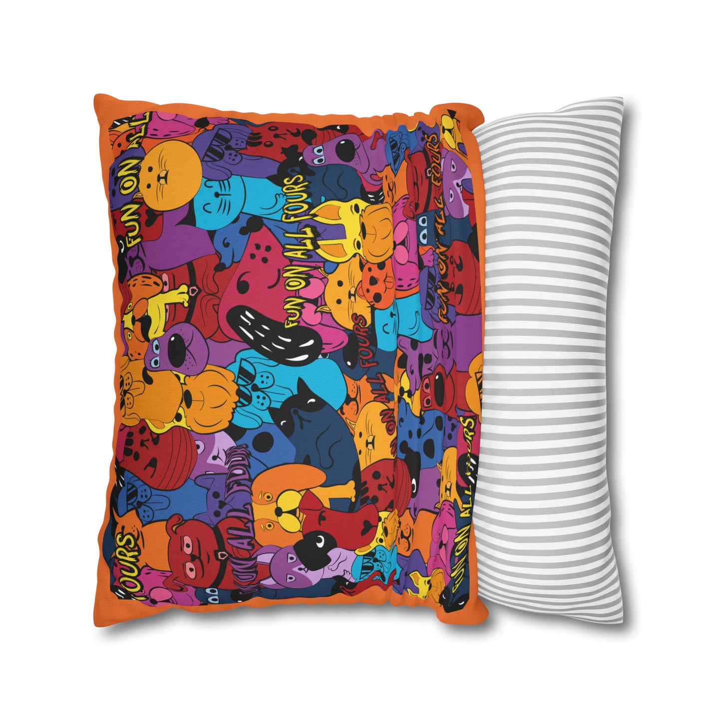 Fun on All Fours Spun Polyester Square Pillow Cover