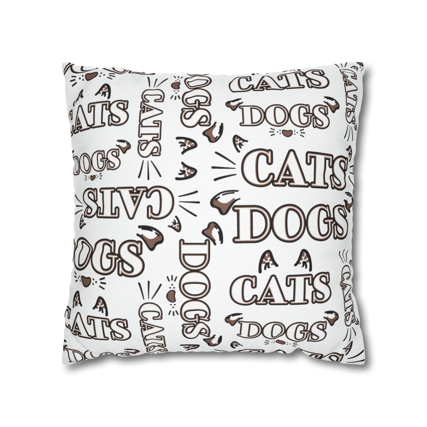 Dogs and Cats Spun Polyester Square Pillow Case