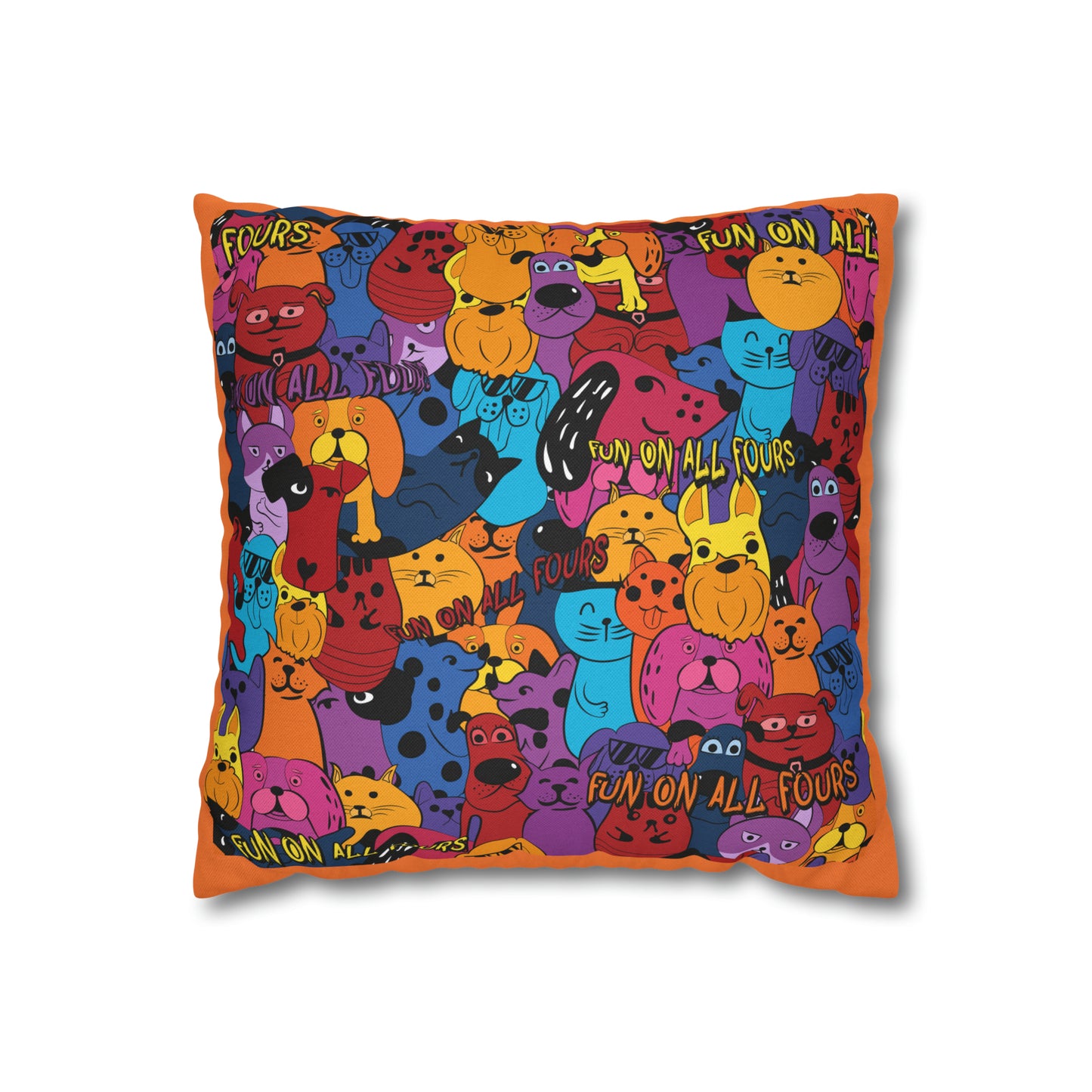 Fun on All Fours Spun Polyester Square Pillow Cover