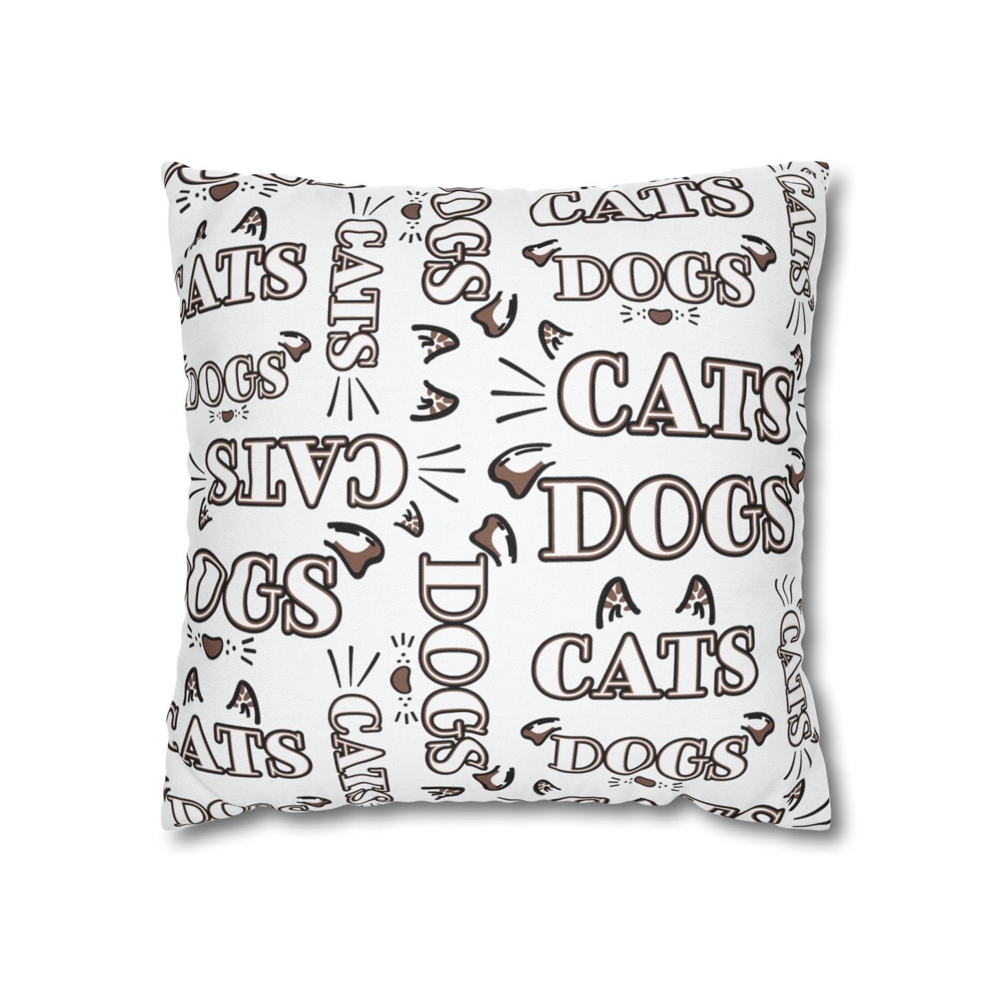 Dogs and Cats Spun Polyester Square Pillow Case