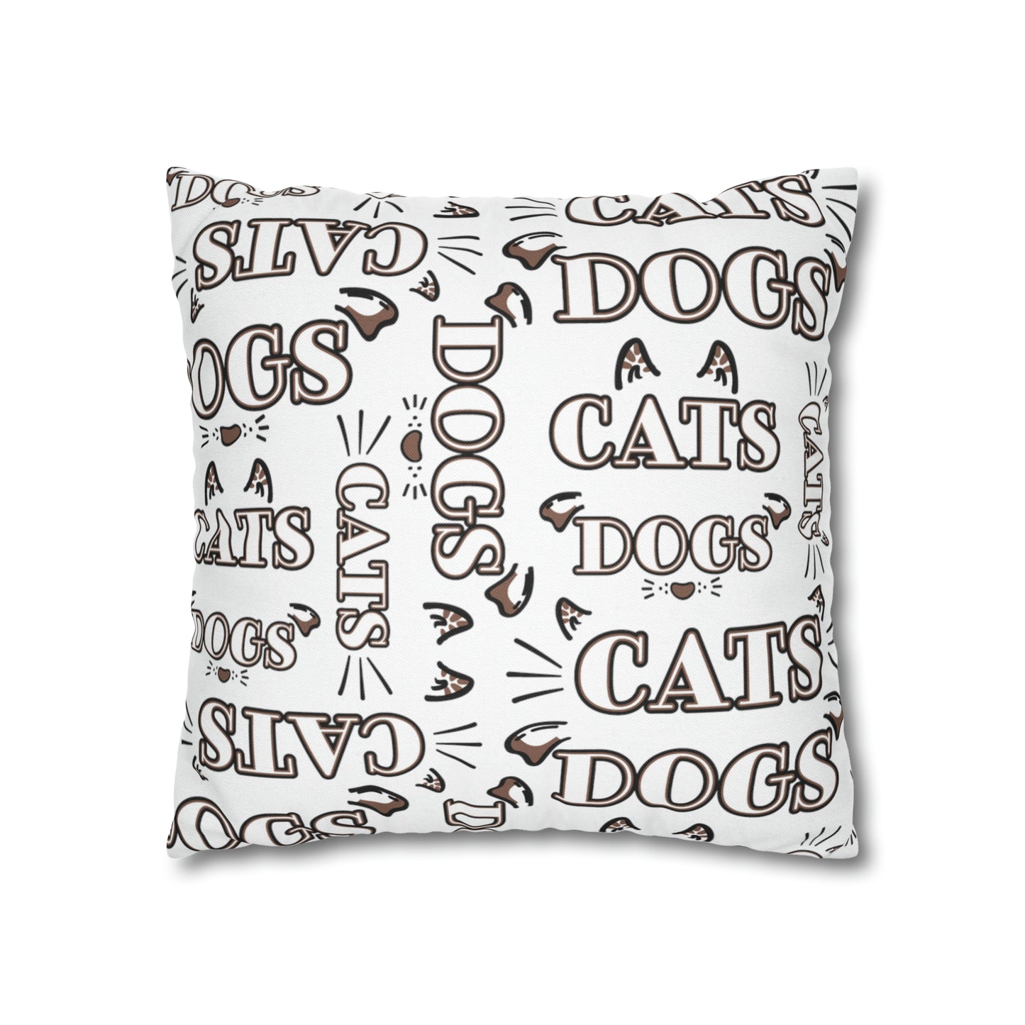 Dogs and Cats Spun Polyester Square Pillow Case