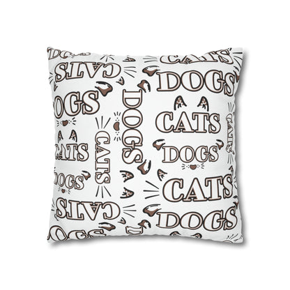 Dogs and Cats Spun Polyester Square Pillow Case