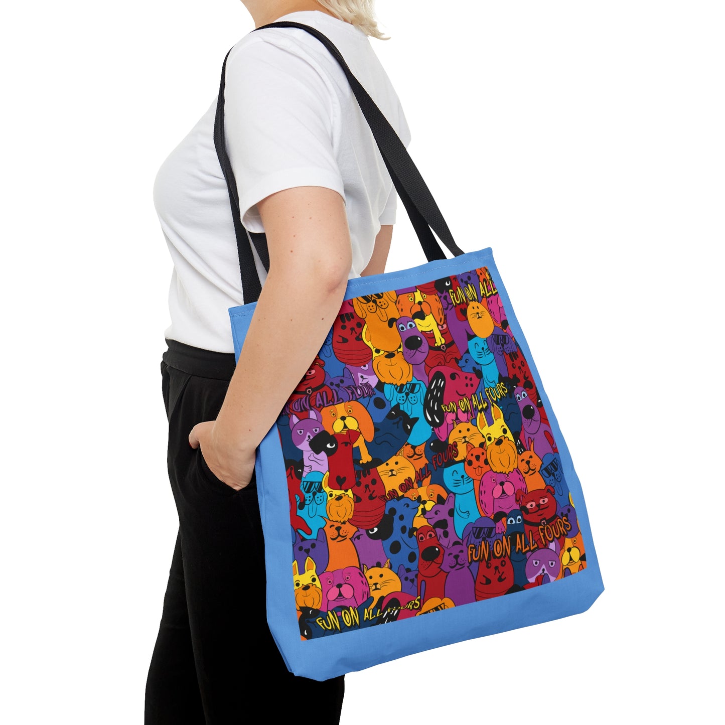 "Fun On All Fours" Blue Tote Bag (AOP)