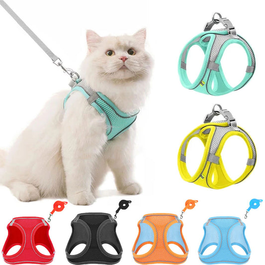 Pet Cat Harness And Leash Set Reflective Breathable Harness For Cats