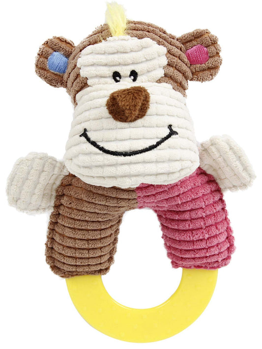 Pet Life 'Ring-O-Round' Plush Squeaking and Rubber Teething New born