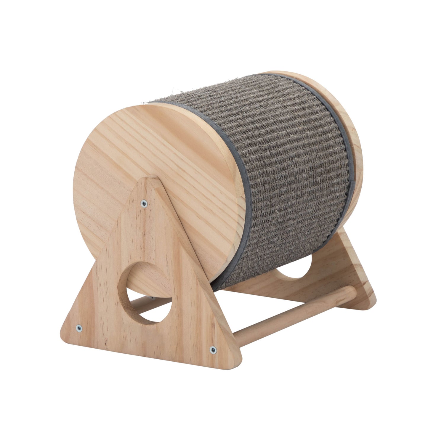 Wooden Cat Scratching Post, 360-Degree Rotating with Bells, Made of Natural Materials