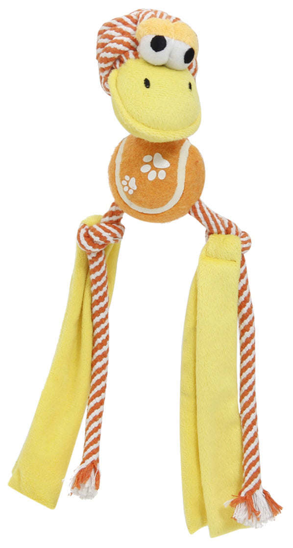 Pet Life 'Tennis Pawl' Rope Squeaker and Crinkle Tennis Dog Toy